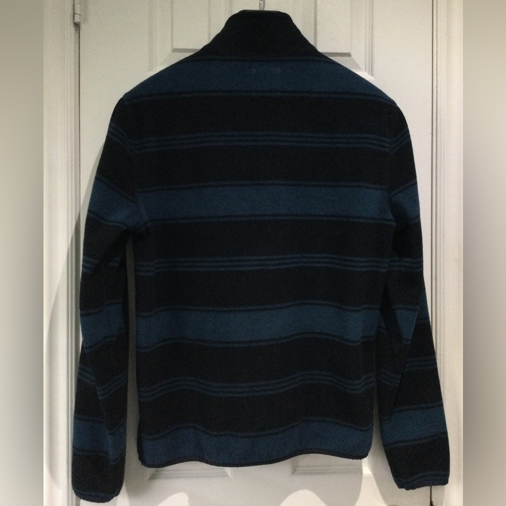 Black and Blue 1/4 Zip Pullover Sweater with Stripes - Picture 5 of 5